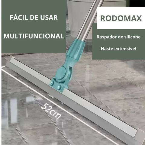 RodoMax - Rodo Mágico com Lâmina de Silicone Dupla Função - Roda e Varre