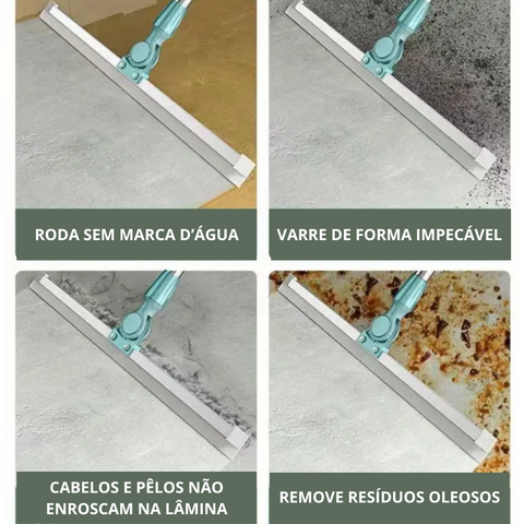 RodoMax - Rodo Mágico com Lâmina de Silicone Dupla Função - Roda e Varre